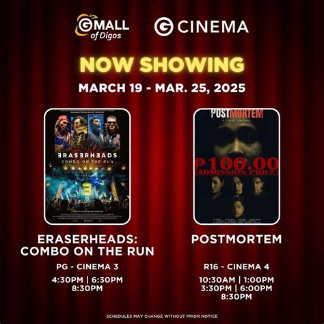 gmall digos cinema showing today|GMall Cinemas .